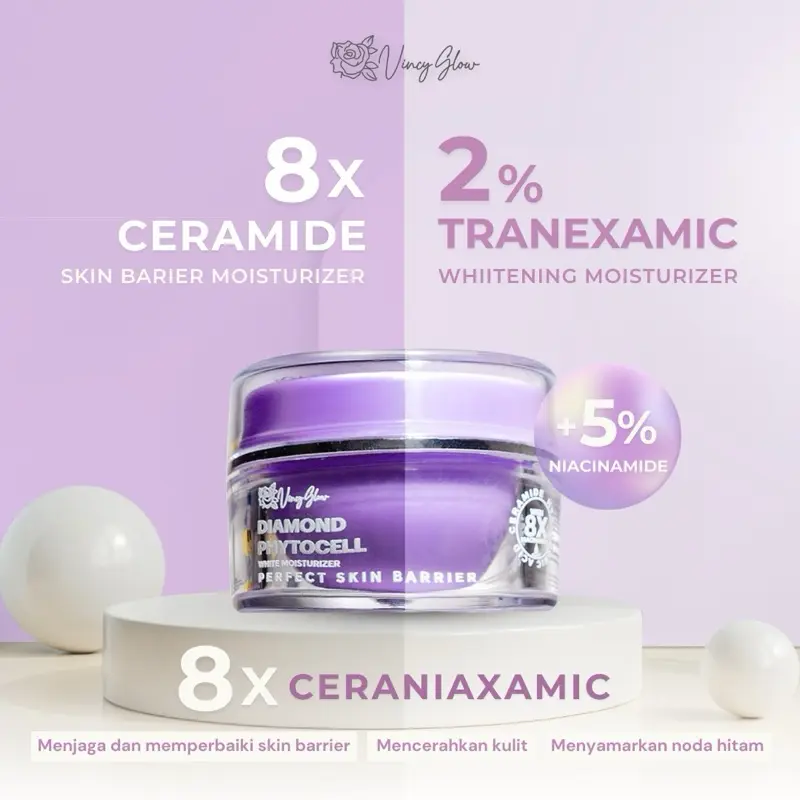 Diamond Phytocell White Moisturizer 8x Ceramide Perfect Skin Barrier Mencerahkan & Melembabkan