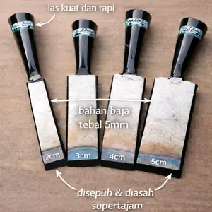 tatah kayu pahat kayu 1set 1cm,2cm,3cm,4cm,5cm baja asli  dan gagang / baja asli / alat pertukangan ukir kayu