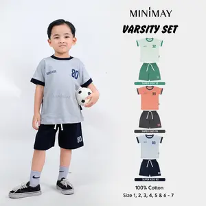 MINIMAY Setelan Piyama Kaos Anak Laki-Laki Perempuan Minimay Varsity Set