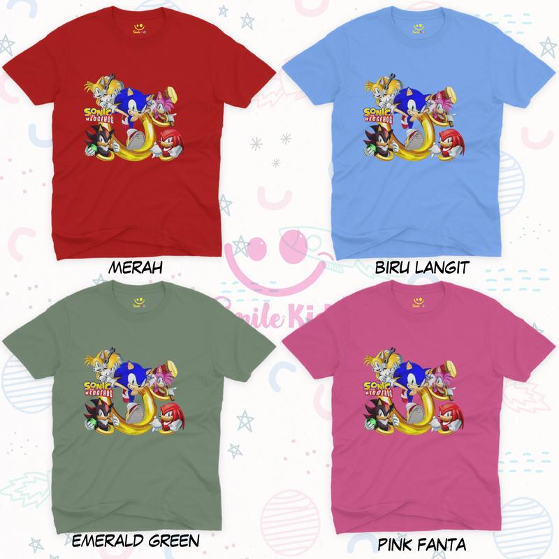 KAOS BAJU ANAK MOTIF SONIC THE HEDGEHOG AND FRIENDS Fashion Usia 1-10 Tahun Combed Cotton Perempuan 6
