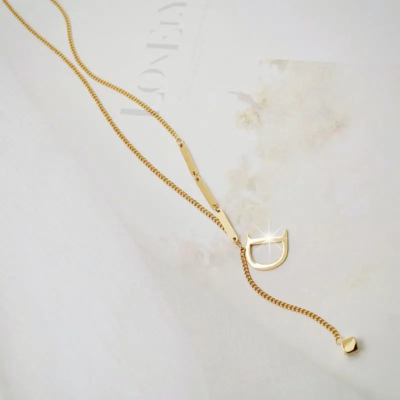Vòng Cổ Ban Đầu Thời Trang Nữ, Chất Liệu Thép Không Gỉ, Phụ Kiện Mặt Dây Chuyền Nữ 3