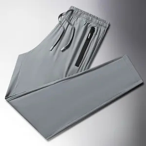 DISAI Celana Pria Saku Ritsleting Unisex Joggers Cepat Kering Panjang Ice Silk Fabric Elastisitas K9001A