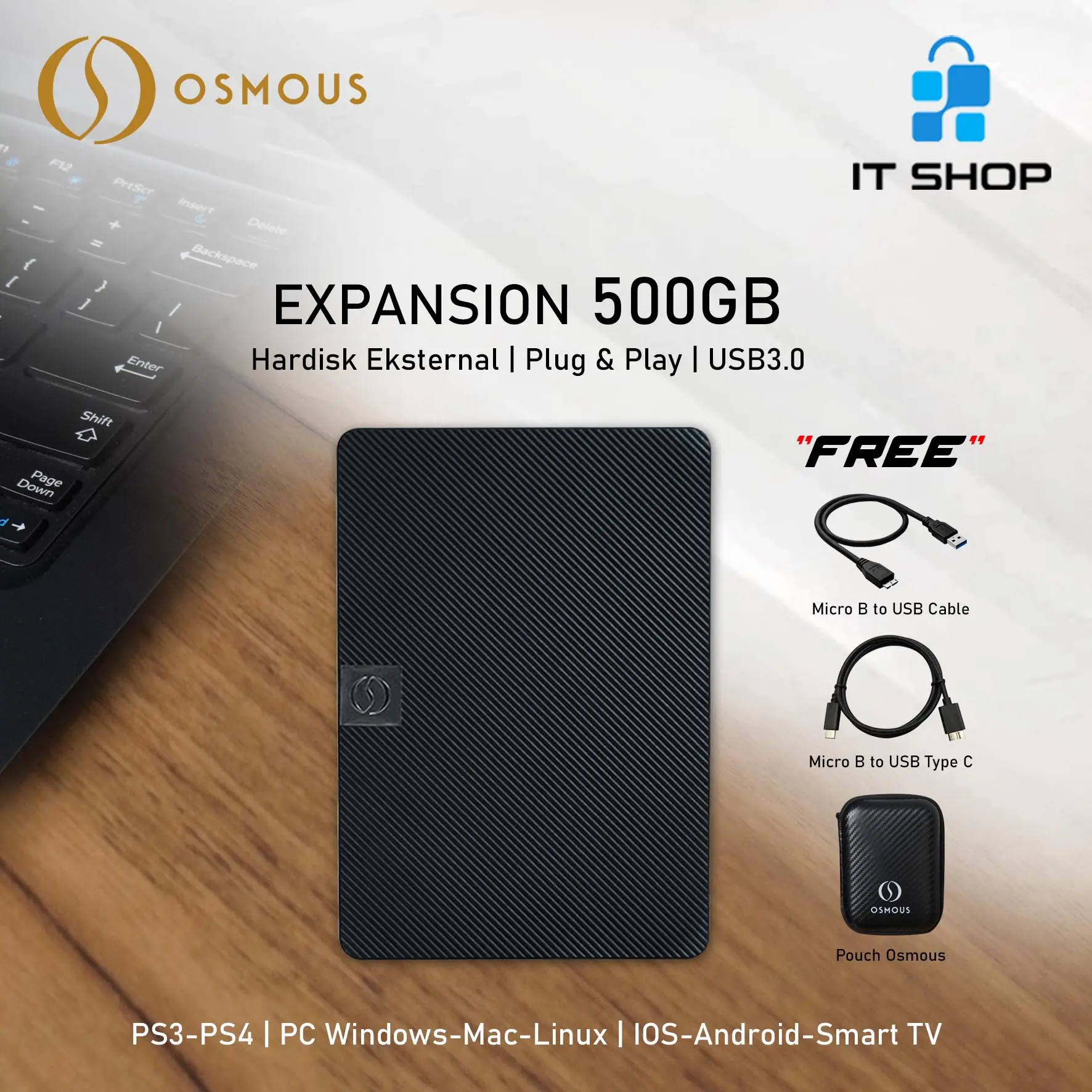 Osmous Hardisk Eksternal Expansion 500GB - Jet Black