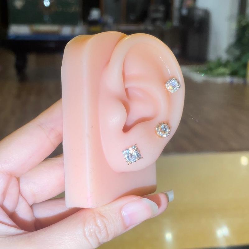  Combo 3 đôi khuyên tai titan vuông tròn 4m-5m nam nữ 