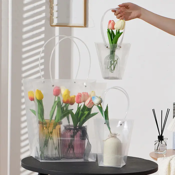 Kantong Buket Bunga Plastik Bouquet Mika Jinjing Tote Bag Bening 1