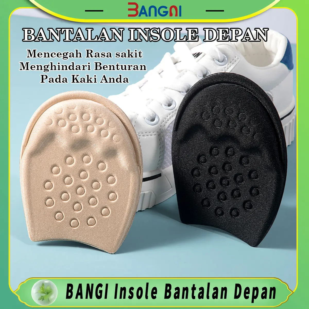BANGNI Bantalan Sol Depan Pria dan Wanita Bantalan Insole Kaki Depan Bantalan Insole Sepatu Kebesaran Bantalan Alas Kaki Depan Insole Anti Selip Insole Anti Kebesaran Bantalan Busa Empuk Alas Kaki Depan Sol-5067