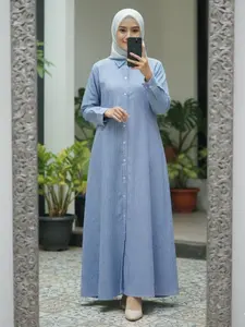 Gamis Zayna Striped Katun Premium-Busui dan Bumil Friendly- Gamis slim Look