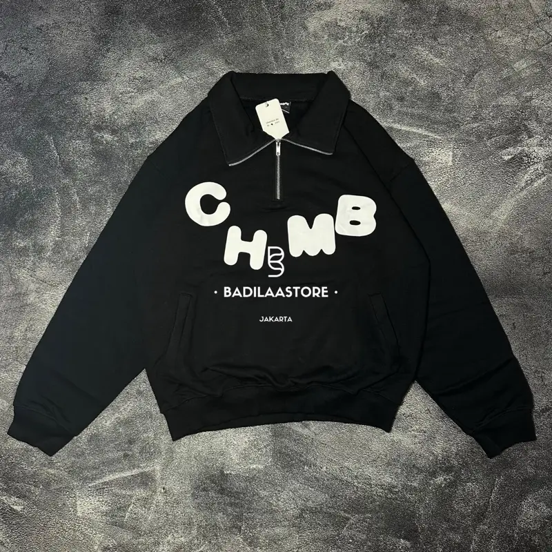 ORIGINAL] CHAMBREDELAVAIN HALFZIP BLACK BOXY CUT CHMB BRAND Shop