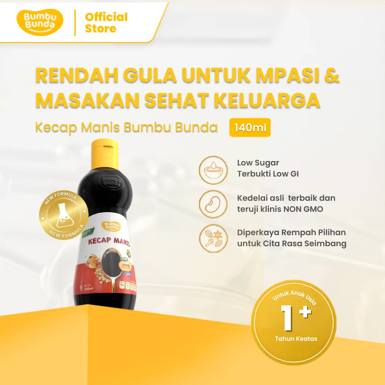[NEW FORMULA] Bumbu Bunda Elia Kecap Manis 140 ml - Kecap MPASI | Kecap Low GI Low Sugar | Kedelai Asli | Non MSG Non Pengawet