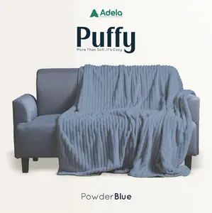 Selimut Bulu Puffy Salur Tebal - 160 x 200 cm (900 GSM) TANPA TAS PACKAGING