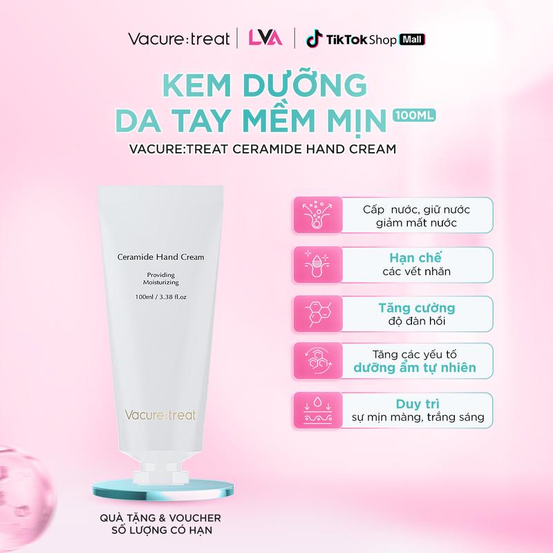 Mã lẻ tuýp Kem Dưỡng Da Tay Mềm Mịn Vacure:treat Ceramide Hand Cream 100ml Dưỡng Ẩm Sâu Cho Da Tay Làm Mềm Da Tay Phục Hồi Da Tay Khô Nứt Làm Sáng Da Tay