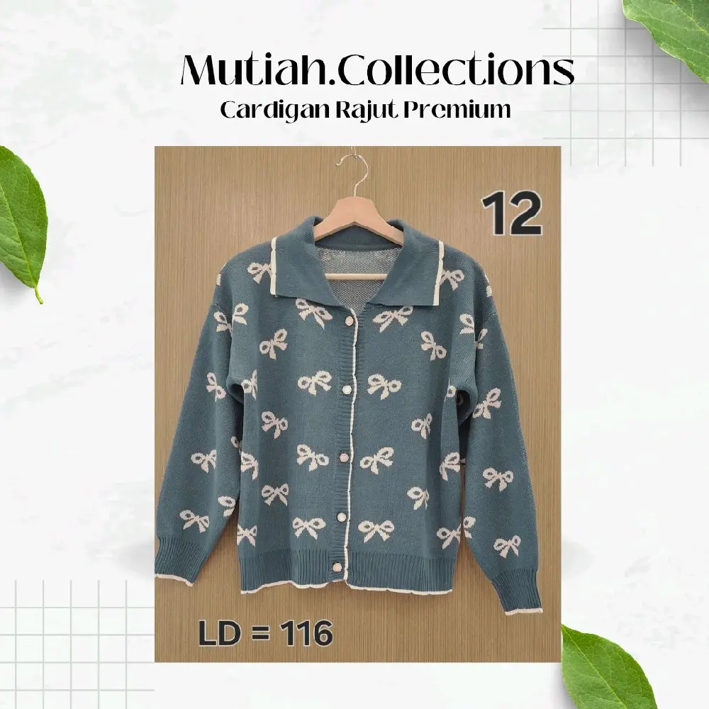MC/ Cardigan rajut premium motif pita atasan wanita lengan panjang kekinian Kancing Outer Kardigan