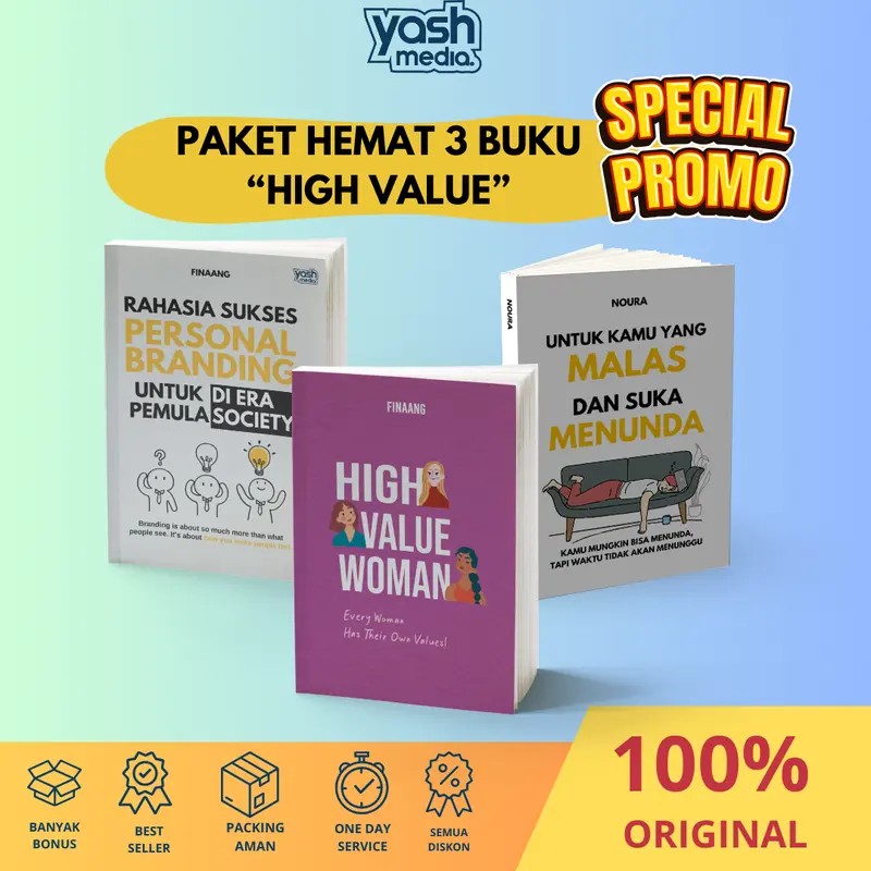 Paket Hemat High Value [3 Buku] - High Value Woman - Rahasia Sukses Personal Branding - Untuk Kamu Yang Malas dan Suka Menunda - Yash Media 1