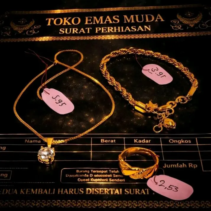 Set Perhiasan wanita premium gelang tambang elegan berlapis emas mudah mewah elegan terlaris