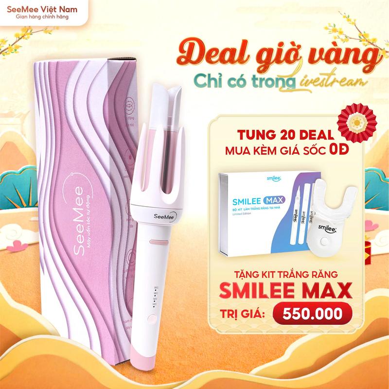 SeeMee Máy Uốn Tóc Xoăn Lơi SeeMee Premium Trục Uốn 32mm Uốn Nhanh Chống Bỏng Lớp Phủ Cao Cấp Trục 2 Chiều 4 Mức Nhiệt -  TẶNG 1 Mắt kính thời trang + 1 Hộp quà tặng SeeMee + Kẹp tóc hoa hồng 