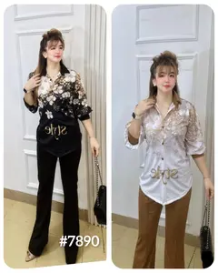 YM yimie fashion setelan oneset wanita dewasa|| crt 1660 - set flower style crystal & celana cutbray #setelan #tiktokshop #outfit #oneset #cucigudang Baju Wanita Motif Atasan Oversize Panjang Katun Kaos Linen Rayon Bawahan