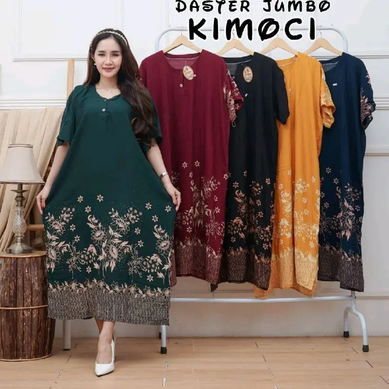 Daster Motif Jumbo Wanita Lengan Pendek Ld 130 Kain Rayon Busui Bumil Panjang Dress Bawah lutut Daster Hits - Rayon High Quality 6