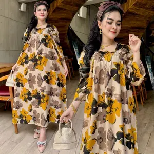 Youniquebyjihan Batik Pusaka Jaya Daster Longdress Fuji Rayon Ld 120 Karet Dada Jumbo