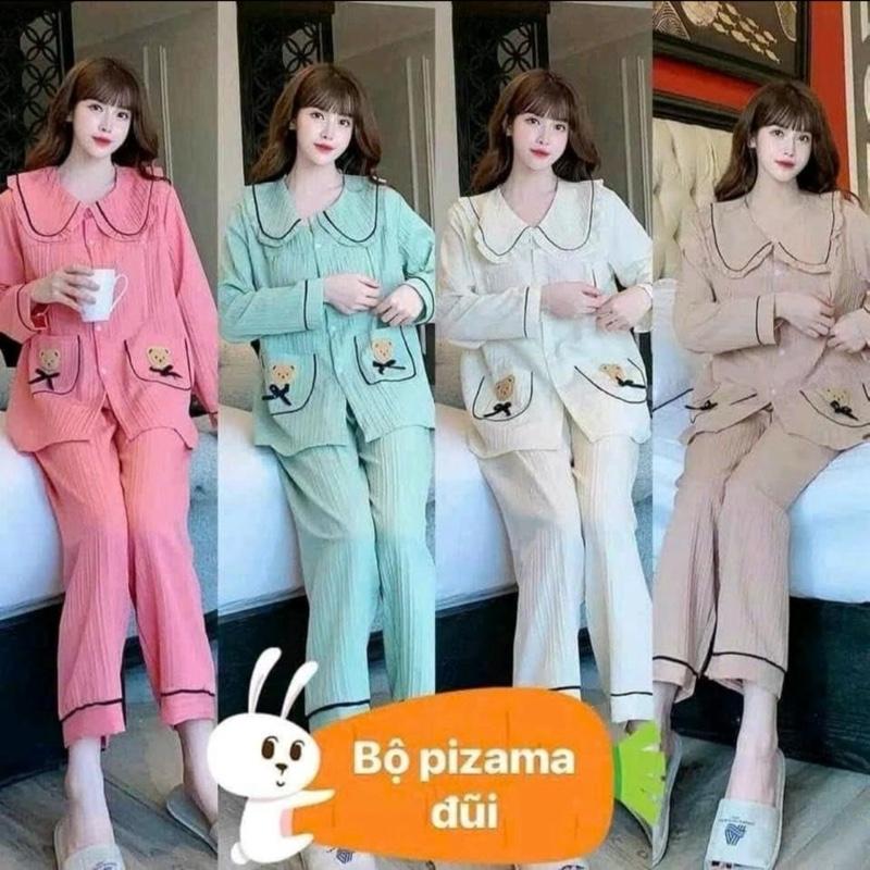 Bộ đồ bầu và sau sinh Bigsize quần dài tay áo dài chất đũi gân cực xinh 4 màu áo có khóa kéo hai bên quần có chun chỉnh tiện lợi