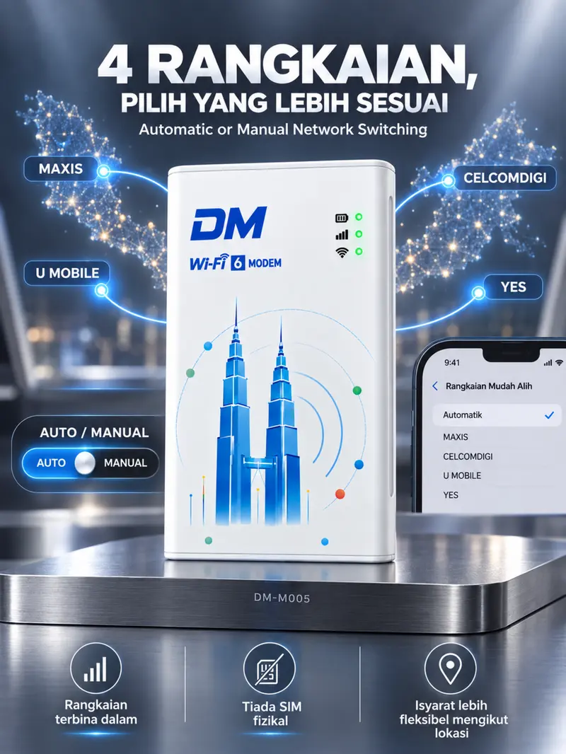 DM Pocket WiFi 6 WiFi Mudah Alih Portable Hotspot Router No SIM Card No ...