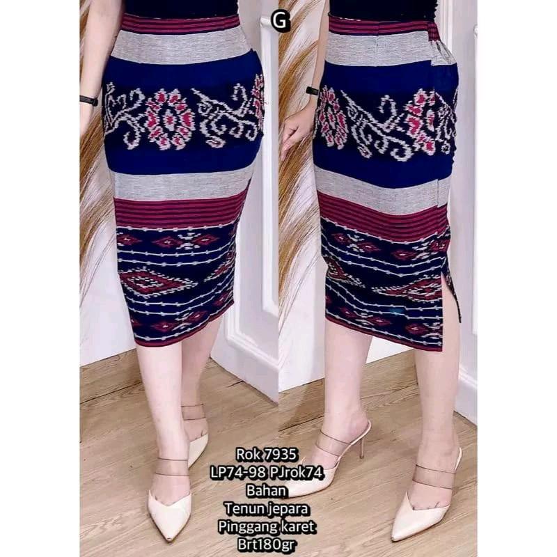 ROK PENDEK SPAN TENUN WANITA ETNICK MOTIF BELAHAN SAMPING 3