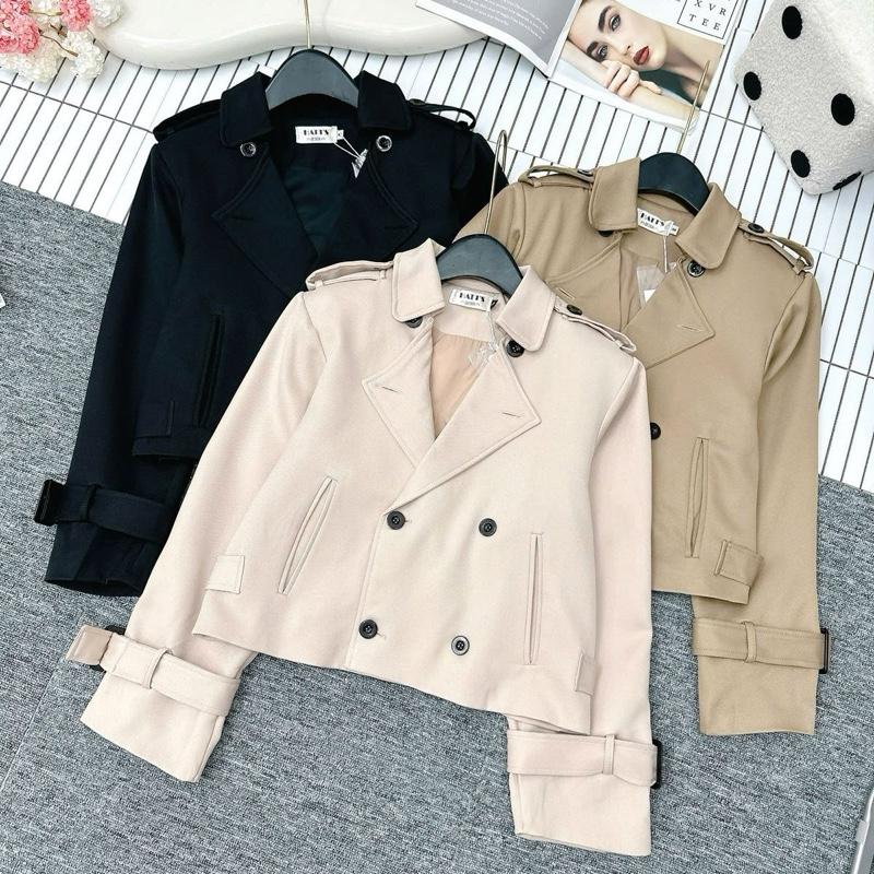 Áo khoác măng tô dáng ngắn dành cho nữ phom rộng croptop màu sắc đa dạng phù hợp cho nữ.