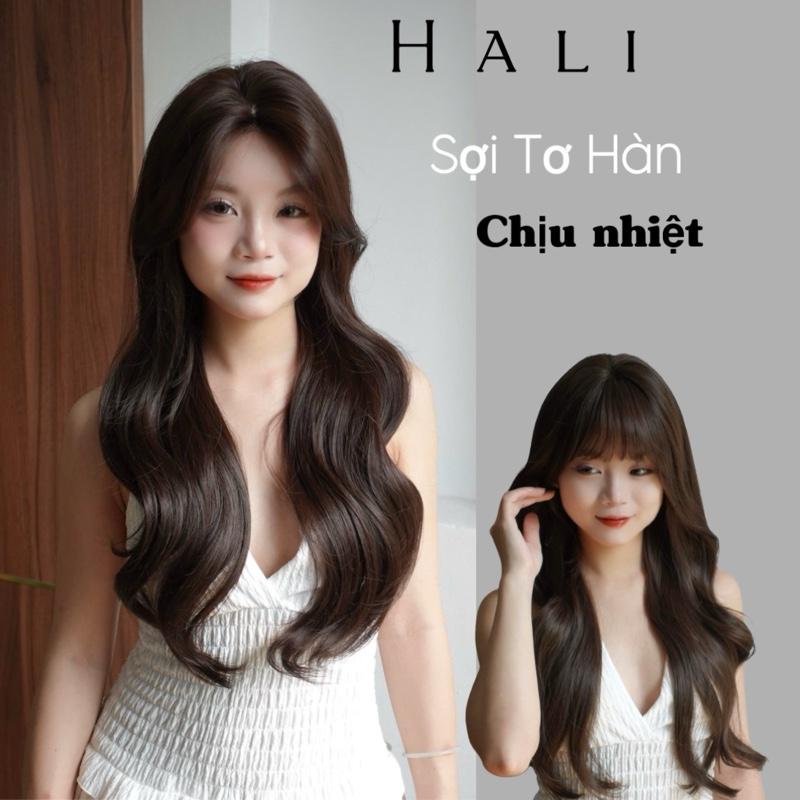Tóc Giả Nữ Nguyên Đầu Dệt Kim HALI Xoăn Lơi 60cm Nhiều màu chất liệu tơ hàn cao cấp chịu nhiệt
