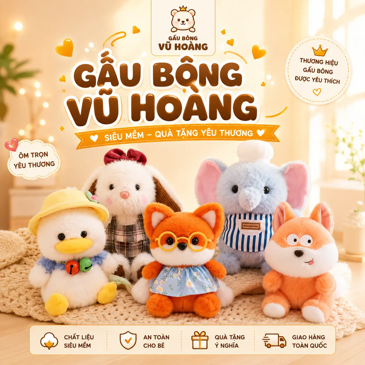 SIZE 20-25CM GẤU BÔNG QUÀ TẶNG DỄ THƯƠNG, HÌNH CON VẬT NGỘ NGHĨNH ĐÁNG YÊU ( gấu, chim, thỏ, heo, cừu)