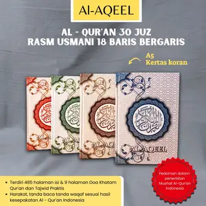 Al Qur'an Al Aqeel koran A5 (14 x 21 cm) dan B5 (17 x 25 cm) cocok untuk wakaf.