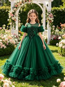 Vestido de fiesta, falda de malla larga con volantes, vestido para cumpleaños estilo princesa, vestido elegante para dama de honor, traje para presentación