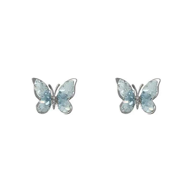 Hoa Tai Hình Bướm, Thiết Kế Màu Xanh Lam Cao Cấp, Dành Cho Nữ, Bạc Sterling 925, Hợp Xu hướng, Hoa Tai Phong Cách Mori Tươi Mới Và Ngọt Ngào, Thích Hợp Cho Mùa Hè