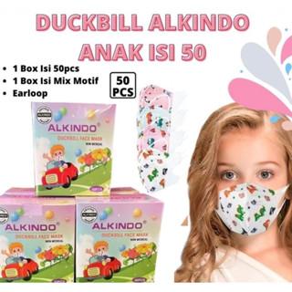 [BS] MASKER ANAK DUCKBILL ALKINDO 4 PLY ISI 50 PCS - Putih Anak 4 Ply