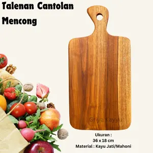 Talenan Jati Cantolan Mencong / Talenan Jati/ Talenan Kayu Mahoni / Talenan Daging / Talenan Dapur / Talenan multifungsi / Talenanan cafe / Talenan 36 x 18 cm Kitchenware