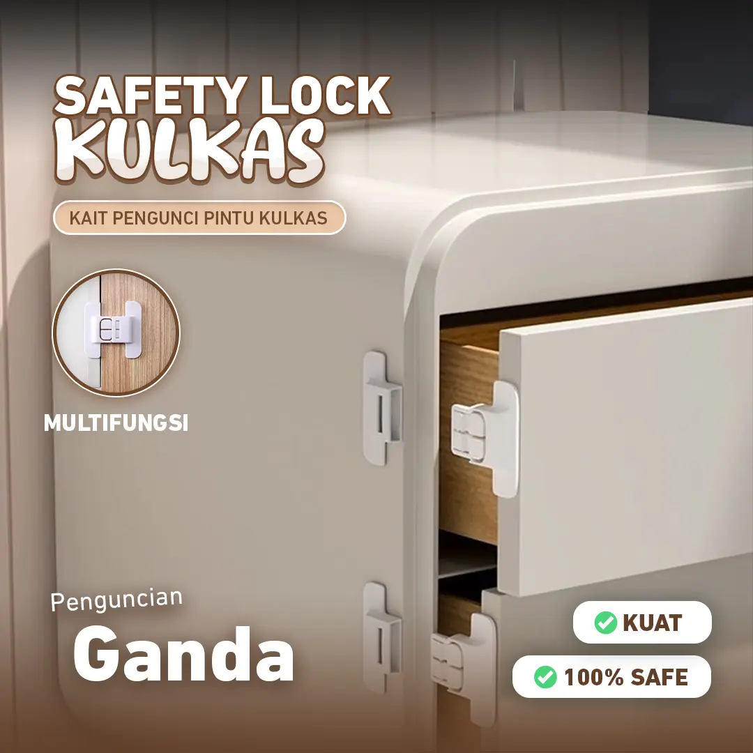 Kait Pengunci Pintu Kulkas Alat Penutup Otomatis Desain Kait Ganda Pengaman Anti Buka Safety Lock Pengunci Pintu Multifungsi