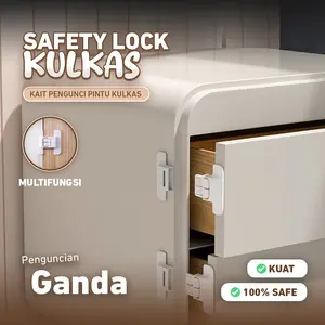 Kait Pengunci Pintu Kulkas Alat Penutup Otomatis Desain Kait Ganda Pengaman Anti Buka Safety Lock Pengunci Pintu Multifungsi
