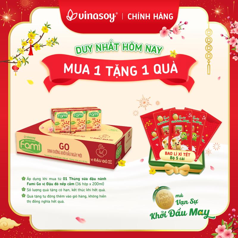 Thùng sữa đậu nành Fami Go Đậu đỏ 36 hộp x 200ml