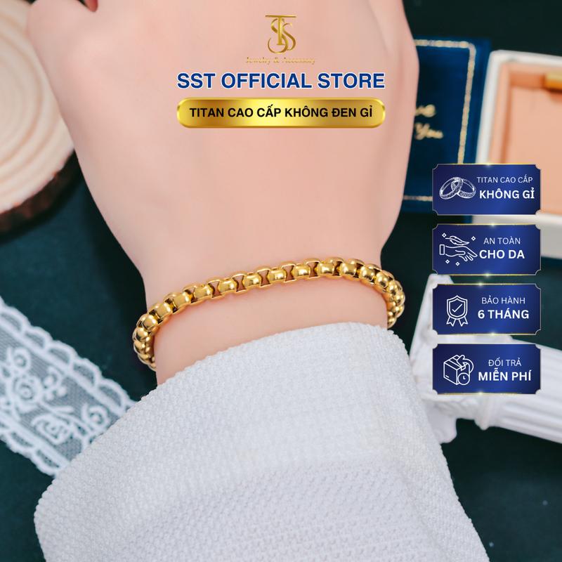 Lắc tay Unisex Titan SST Official Store Kiểu dây công khóa tròn cao cấp Không Đen Gỉ LT175