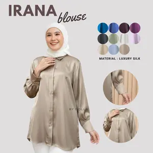 By Dolla  - Irana Blouse - Kemeja Polos Wanita Muslim Luxury Silk Adem Dingin Lembut Casual Formal Semi Formal
