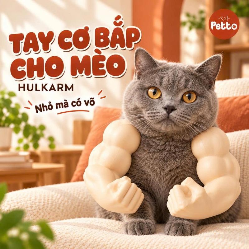 Cánh Tay Cơ Bắp Đeo Cổ Cho Mèo Phụ Kiện Chụp Ảnh Cho Thú Cưng Siêu Ngầu, Đồ Chơi Cho Mèo Hài Hước