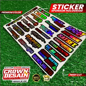 Stiker Racing Stiker Motor Sponsor Isi 25 pcs - Stiker Sponsor 1 Pack Hologram Vinyl Princut Variasi Motor Helm - SPUV