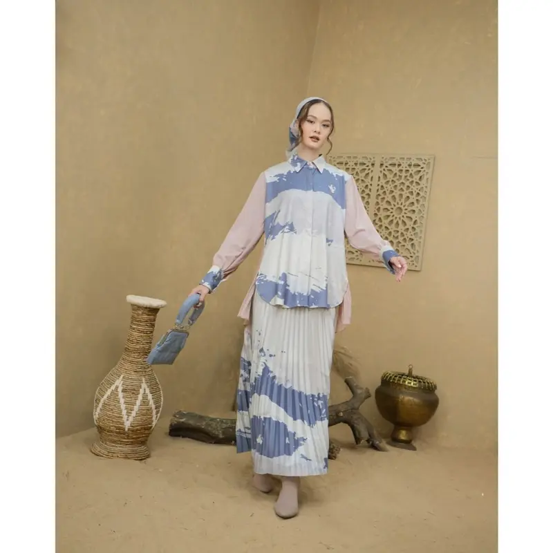 Setelan Rok Plisket Motif Louisa By Rania Fashion 4