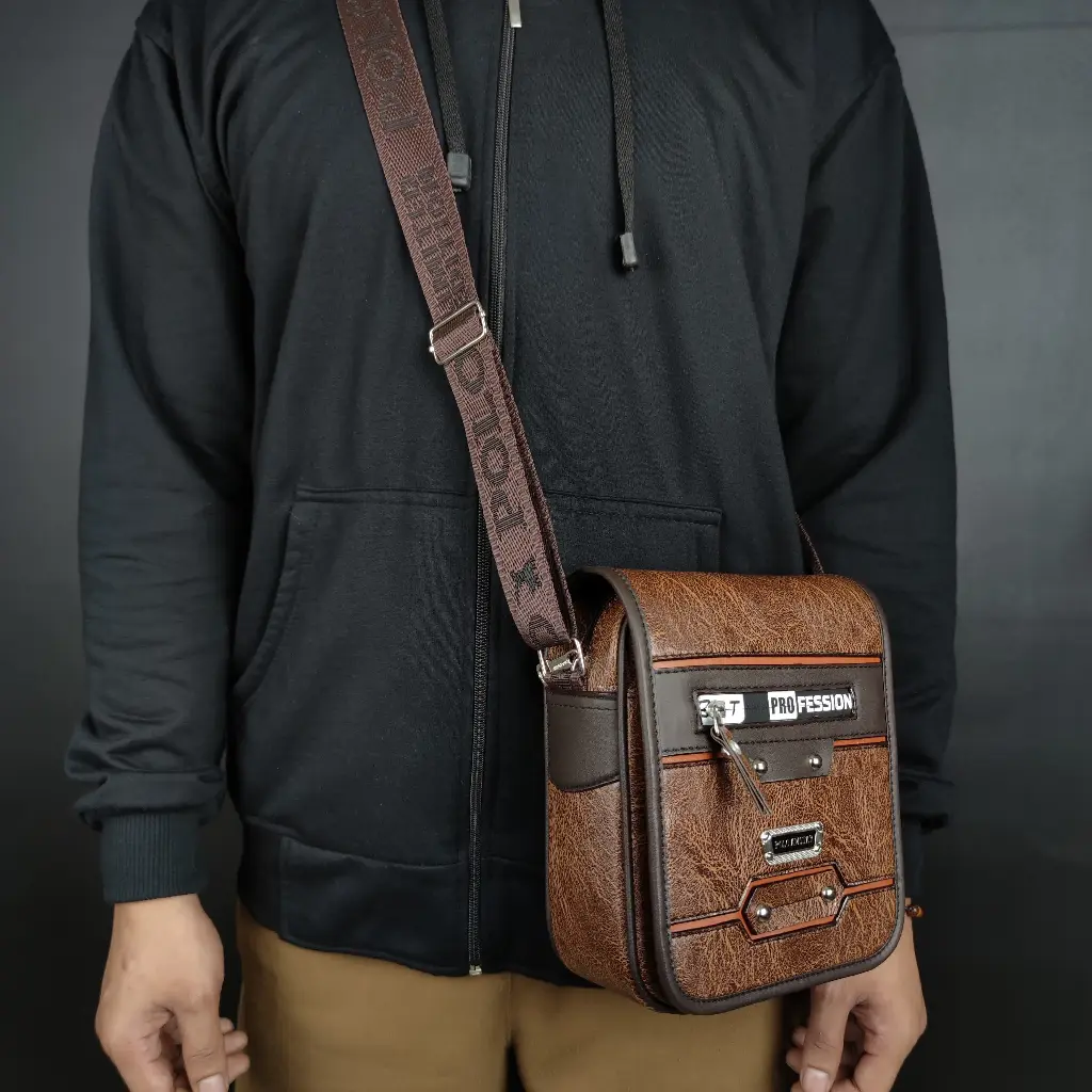 Tas Selempang Pria Kulit PU Leather Original Polo Amstar 8 Inchi Tas Pria Tas Polo Tas Selempang Terbaru Tas Selempang Waterproof
