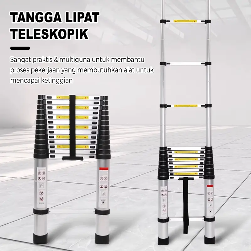 Tangga Lipat Teleskopik Bahan Aluminium Tinggi 410 cm / Anti Slip Kokoh & Tahan Lama / T3D1 6