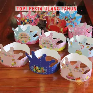 TAIYO Topi Mahkota Pesta Ulang Tahun Anak Karton Glossy Birthday Crown Dekorasi