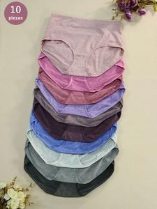 Braguitas de talla grande en color liso, braguitas cómodas y transpirables para el día a día, ropa interior de mujer para todas las temporadas