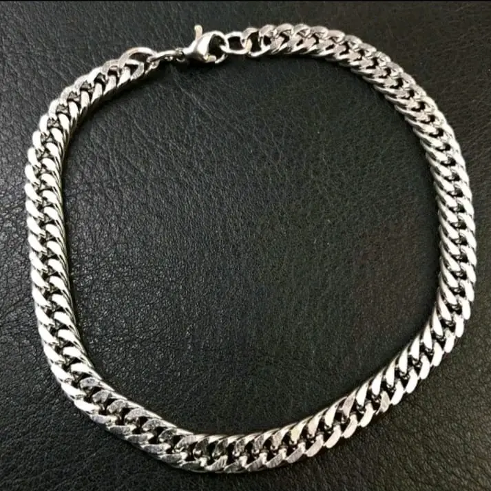 GELANG TANGAN PRIA DAN WANITA RANTAI SILVER STAINLESS STEEL ANTI PUDAR DAN TIDAK LUNTUR 7