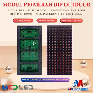 PANEL MODUL LED P10 DIP MERAH HIJAU PUTIH BIRU KUNING OUTDOOR