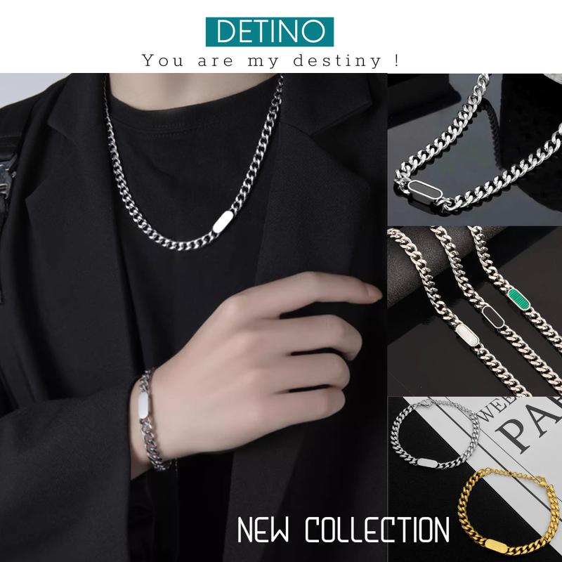  Dây chuyền nam titan màu bạc vòng cổ nam Cuban hiphop phong cách thời trang unisex DETINO DC6 