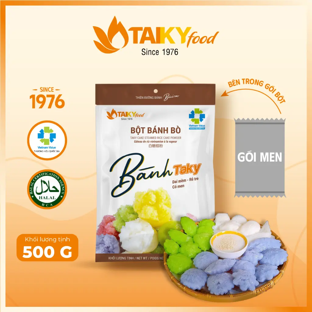Bột Bánh Bò rễ tre Tài Ký có sẵn gói men 500g – Hàng chính hãng