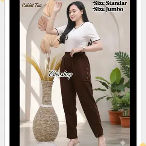 Celana panjang ayu Ting Ting warna coklat standar jumbo